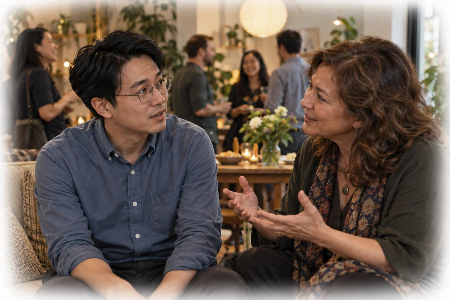 Marcus listens as Teresa recognizes his kindness at a farewell gathering.